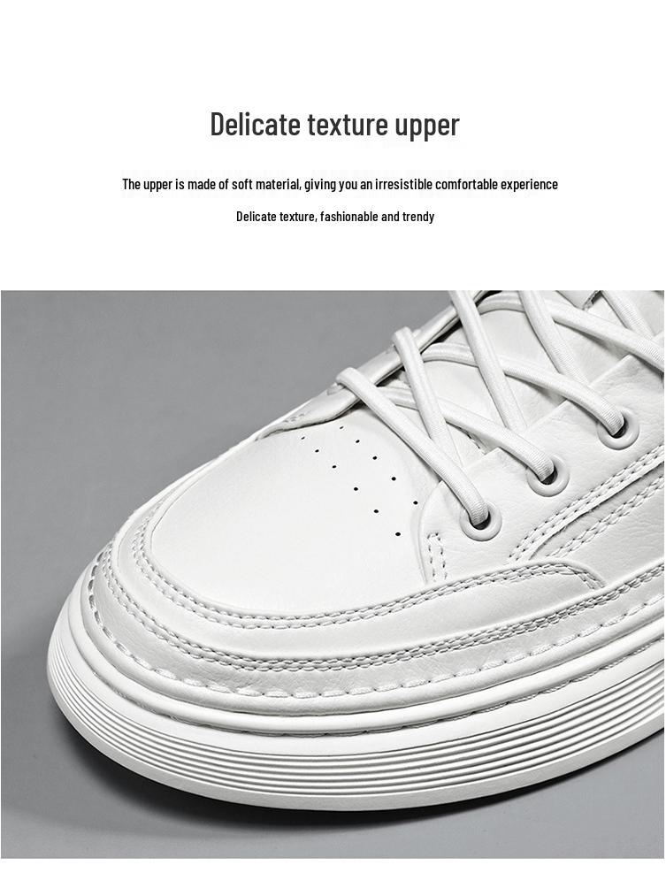 Men's Breathable White Sneakers - Korean Style Casual Flats