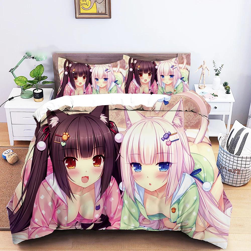 New 3d Print Anime Nekopara Sexy Girl Bedding Set Boys Girls Twin Queen Size Duvet Cover Pillowcase Bed Kids Adult Home Textiles