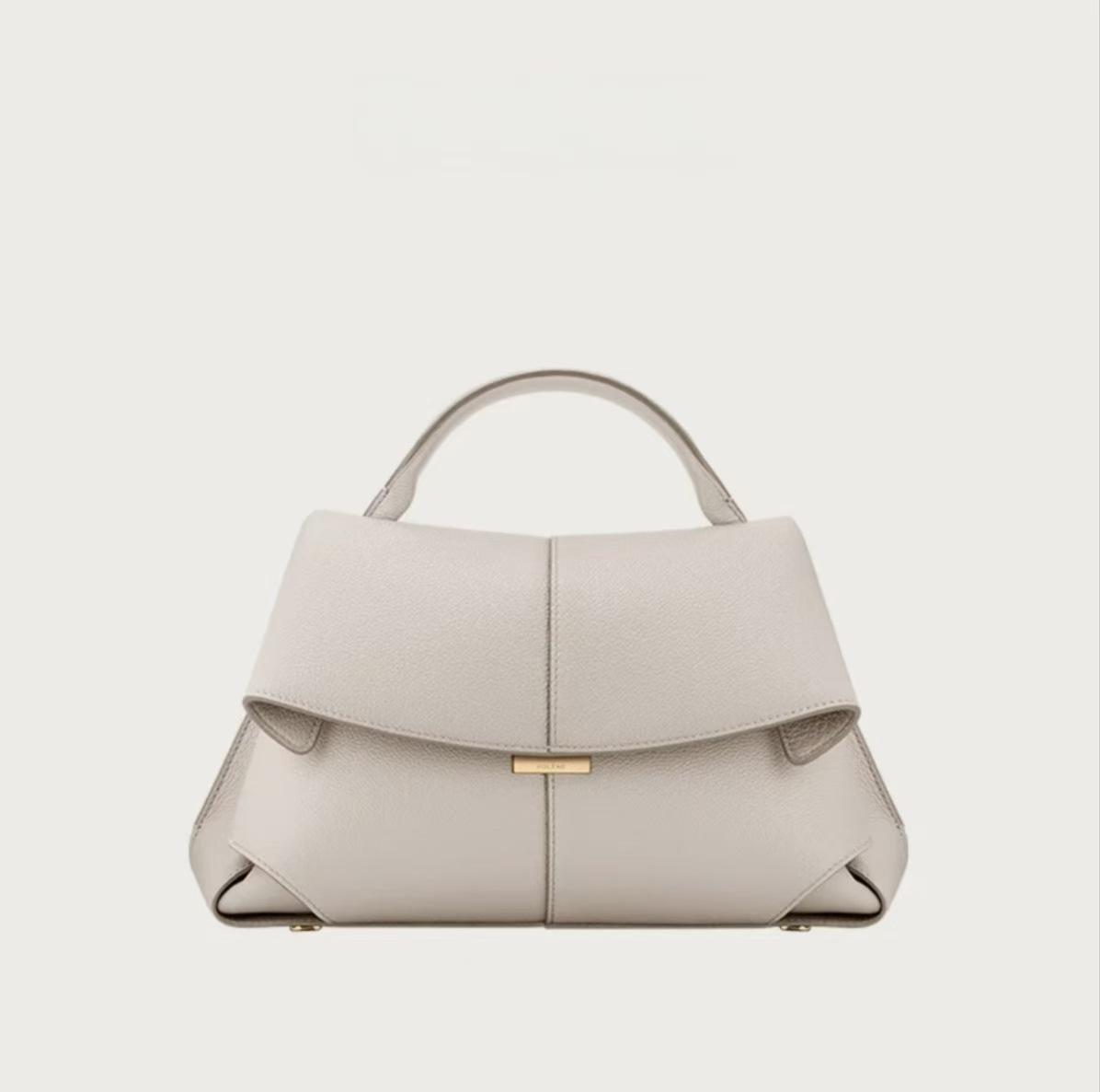 POL Falten-Lächeltasche: Elegante Damen Crossbody- & Umhängetasche für den täglichen Weg Large: 32.5cm x 11cm x 24.5cm weiß