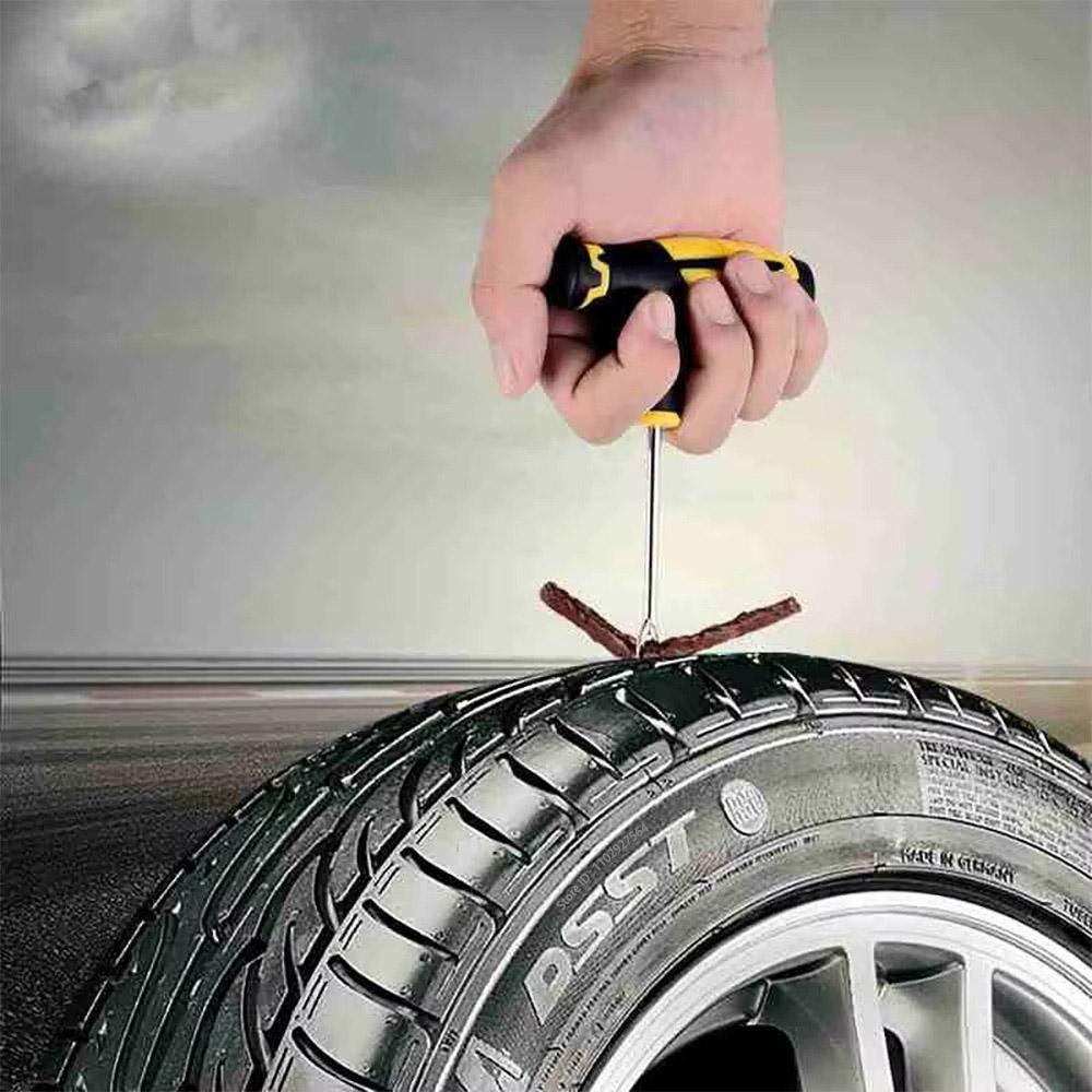 Car Tire Repair Tool Kit with Rubber Strip for Tubeless Tire Puncture Plug Studding Tools