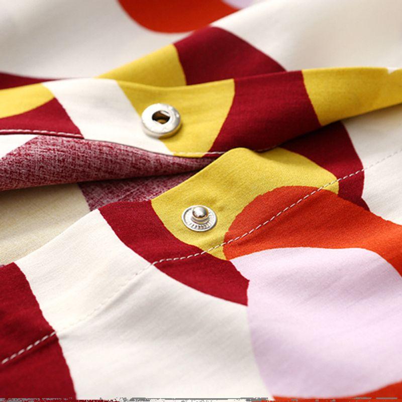 Foreign Trade Export Loose Slimming Tie-dye Print Cotton Silk Shirts Summer Short sleeve Artificial Cotton Top Plus size women clothing