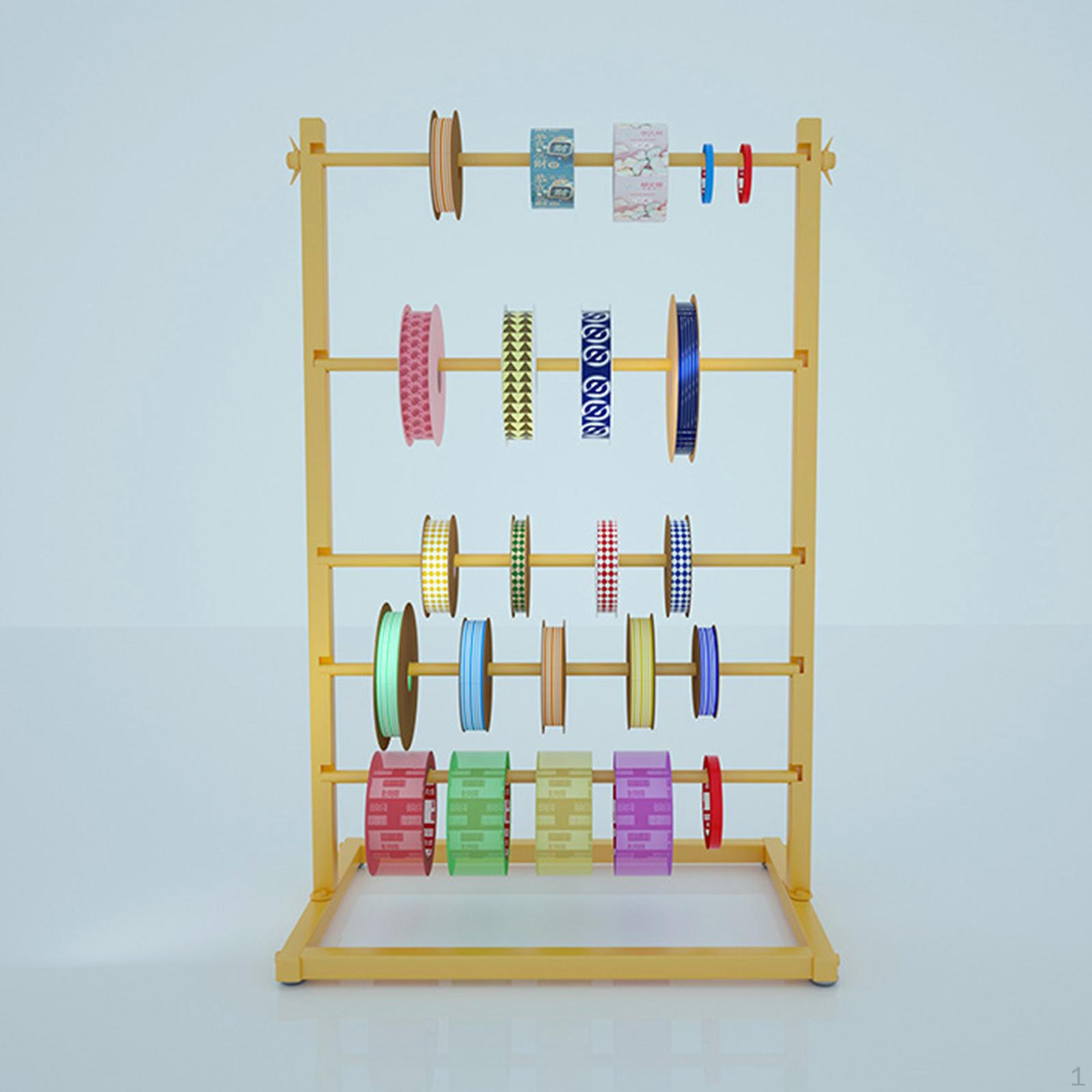 

Ribbon Organizer 5 Layer Wire Spool Display Shelf Metal Rack for Cake Shop Sewing Craft Room золотой