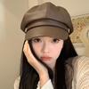 Stylish 2024 Fashionable Pu Beret Hat For Women Summer Lightweight Versatile Cap With Embroidery