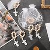 6/12/18PCS Wooden Rosary Wood Bulk Catholic with Crucifix Wooden Cross Pendant with White Mesh Bags for Baptism First Communion