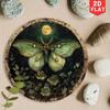 Vintage Luna Moth Metal Sign Handmade 3D Wall Art Round Moon Flower Decor 20cm
