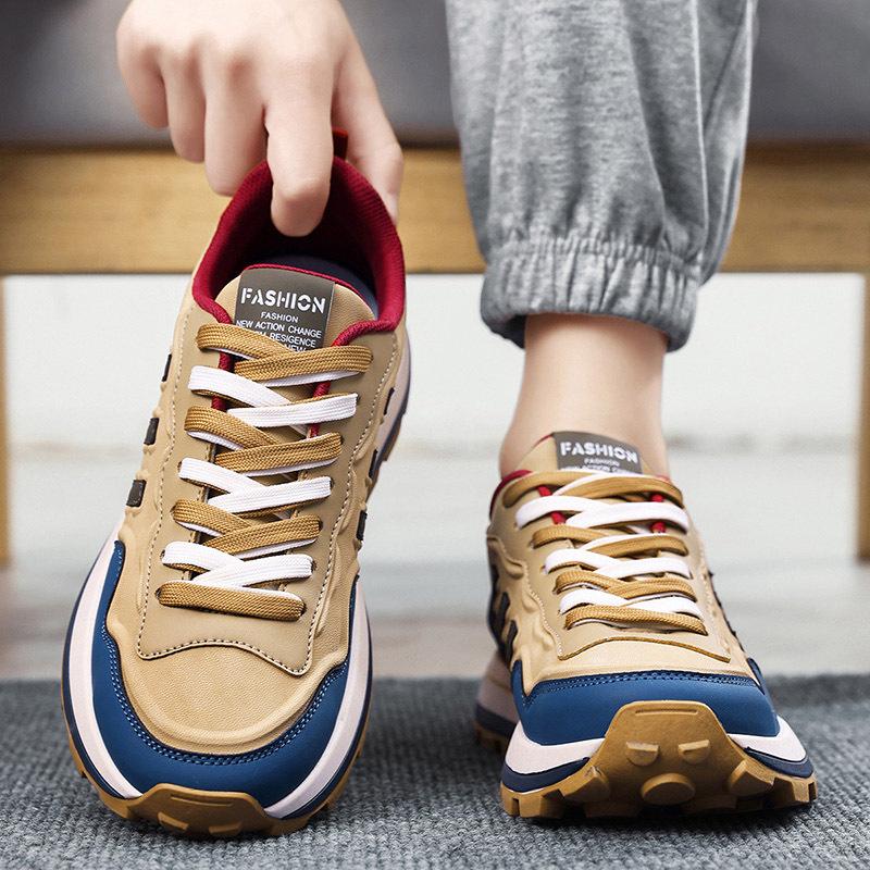 Men's shoes 2025 summer new leather platform casual shoes men's outdoor handsome sports Korean version of dad shoes