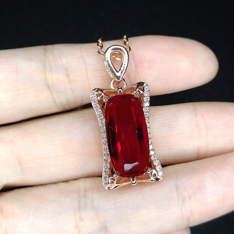 Luxury Tourmaline Pendant Necklace with Pigeon Blood Red and Sapphire Accents