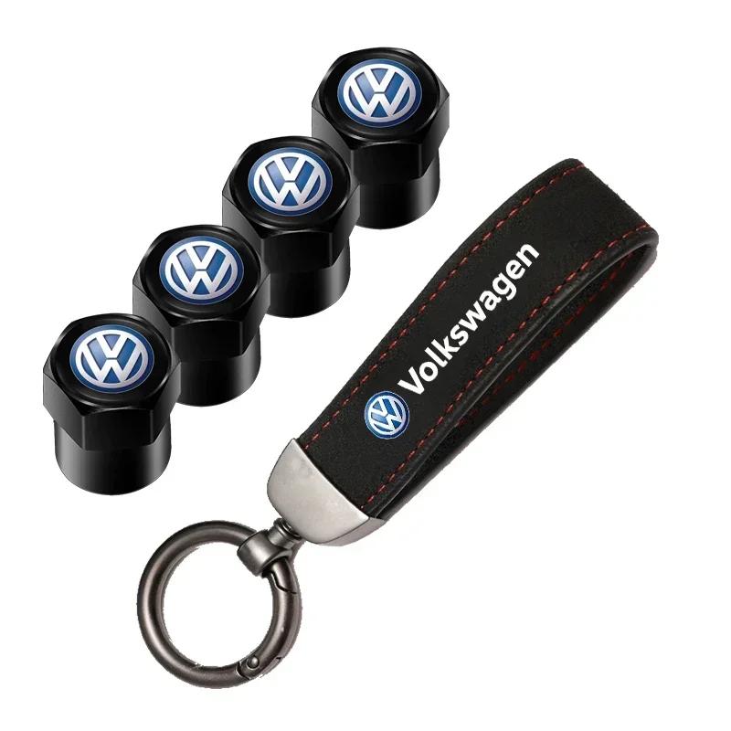 Hijk1 ·Car Tire Wheel Valve Caps Cover Suede Car Key Chain Ring Keychain For VW GTI Polo Golf MK6 Passat B7 B8 Tiguan Arteon ID.3 Jett