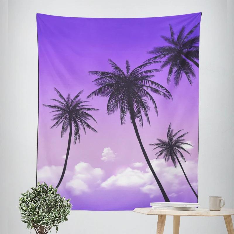 Декоративный гобелен «Тропическая кокосовая пальма в сумерках» для домашнего декора — фото 4