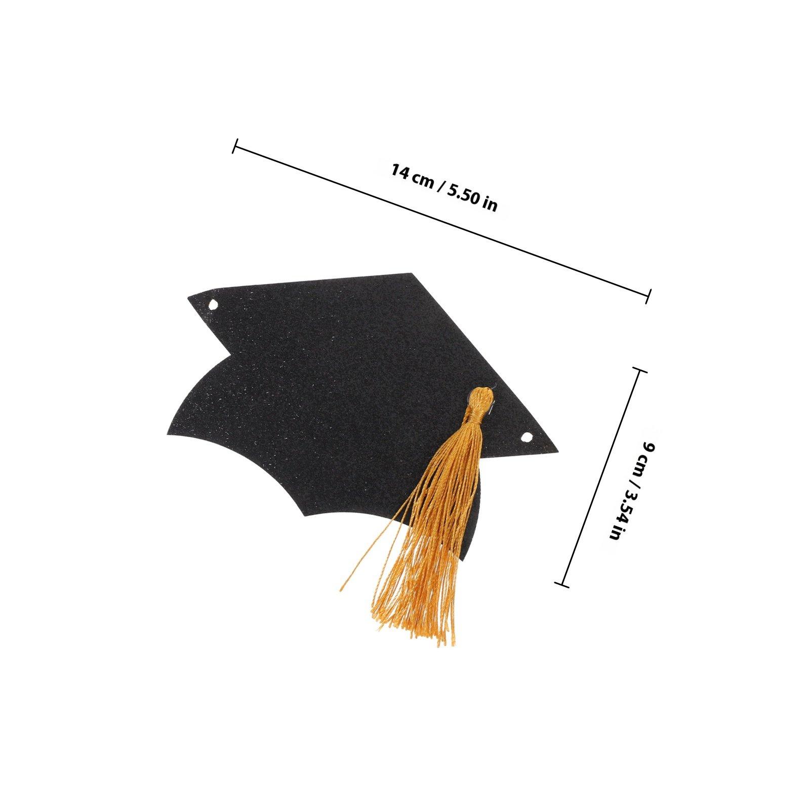 

Graduation Cap Garland String for Graduation Ceremony Party Decoration Hanging Banner with Flowing Tassel Doctor Hat Cutouts чёрный