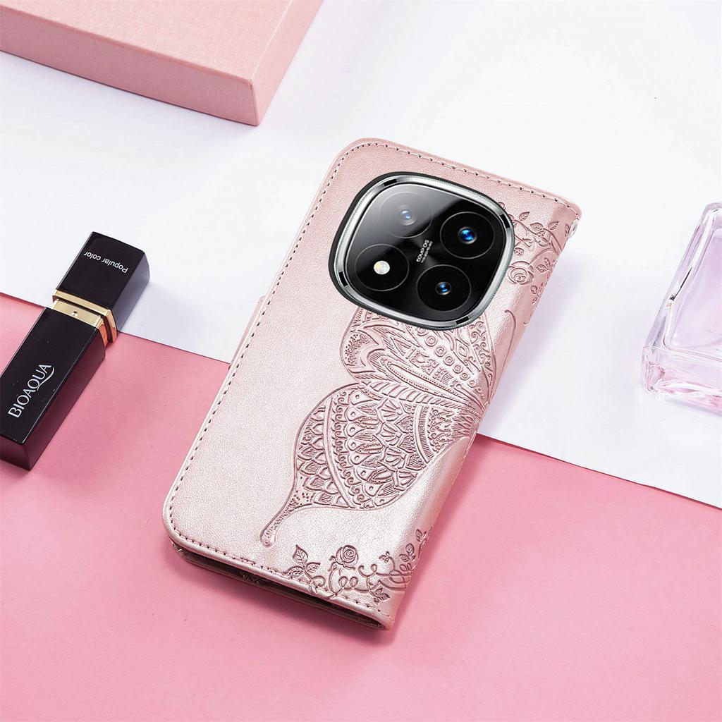 For Xiaomi Redmi Note 14 Pro 4G Case with Strap Butterfly Pattern PU Leather Wallet Phone Cover