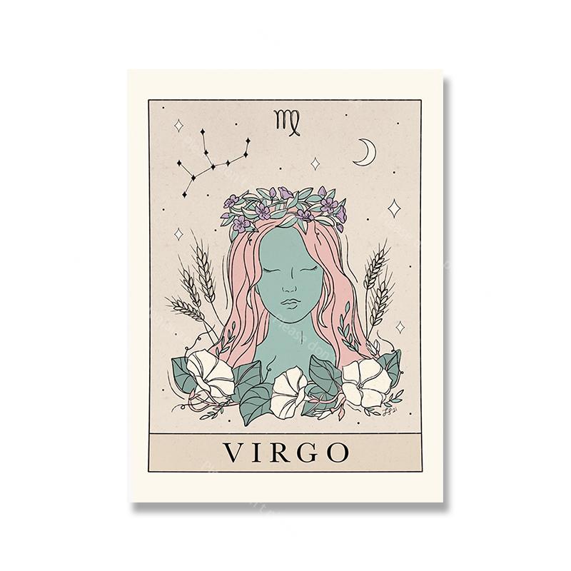 

Богемный Зодиак Арт Плакаты и Принты Холст Картины Таро Вдохновленная Астрология Дева Водолей Созвездие Картина Декор 21x30cm No Framed