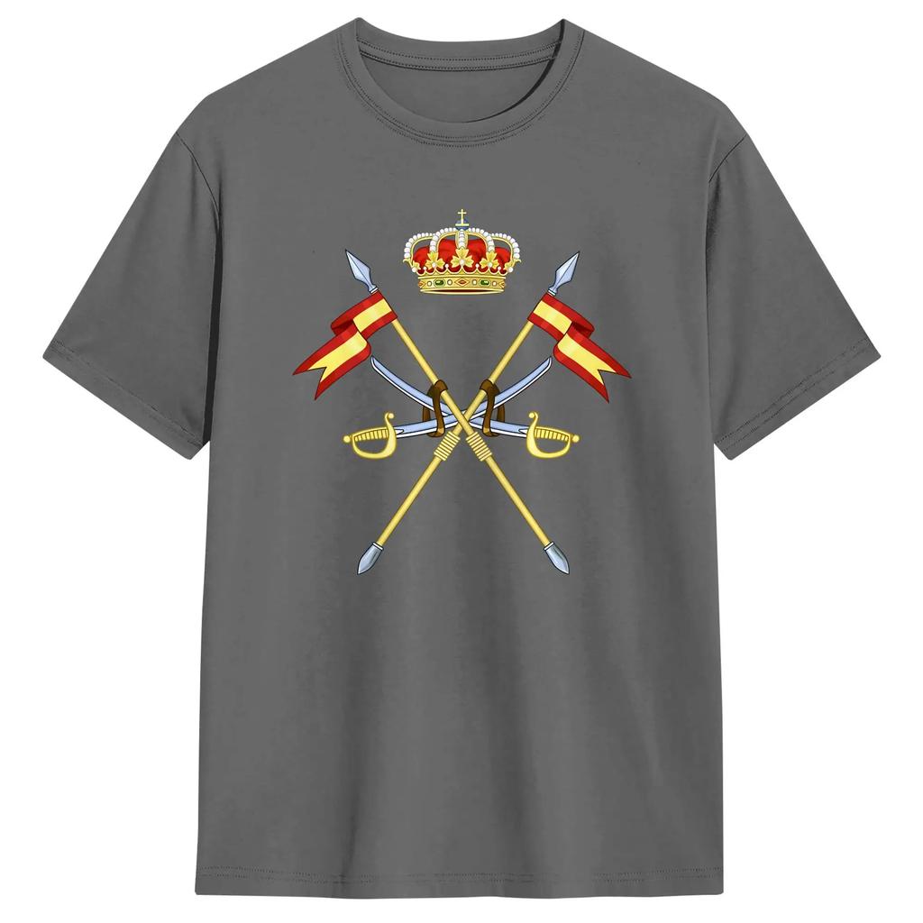 T-shirt Estiva Cavalleria Esercito Spagnolo 100% Cotone per Uomo Stampa Hipster T-shirt Manica Corta Abbigliamento Retrò Y2K