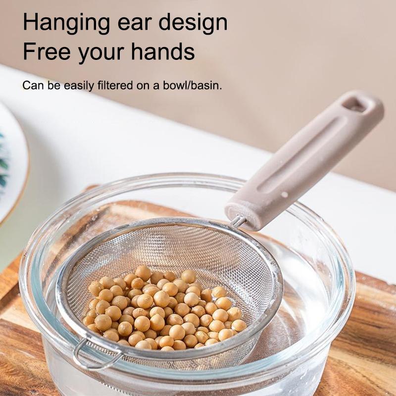 Stainless Steel Mesh Strainer With Pp Handle, Fine Filtering For Juices, Residues And Flour, Ideal For Home Baking