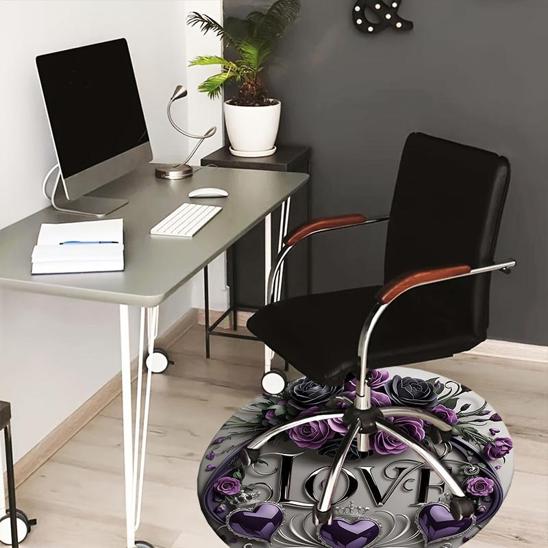 

1pc Office Carpet Chair Mats Purple Rose Love Emblem Perfect for Decorating Office Chairs, Living Rooms, Or Bedrooms 80cm