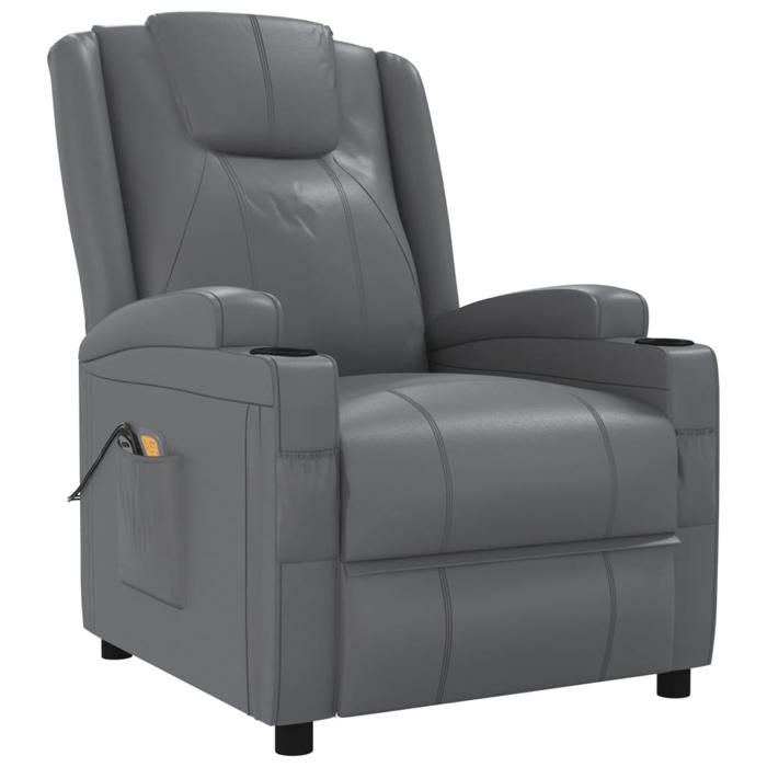 Fauteuil de massage - MAISON EXCLUSIVE - Anthracite - Similicuir PU - 3 positions inclinables - Massage 6 points