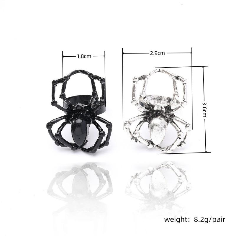 BLINGBAY Damen Vintage Gothic Spinnenring Schwarzer Edelstein Statement Verstellbarer Finger Schmuck für Halloween Party