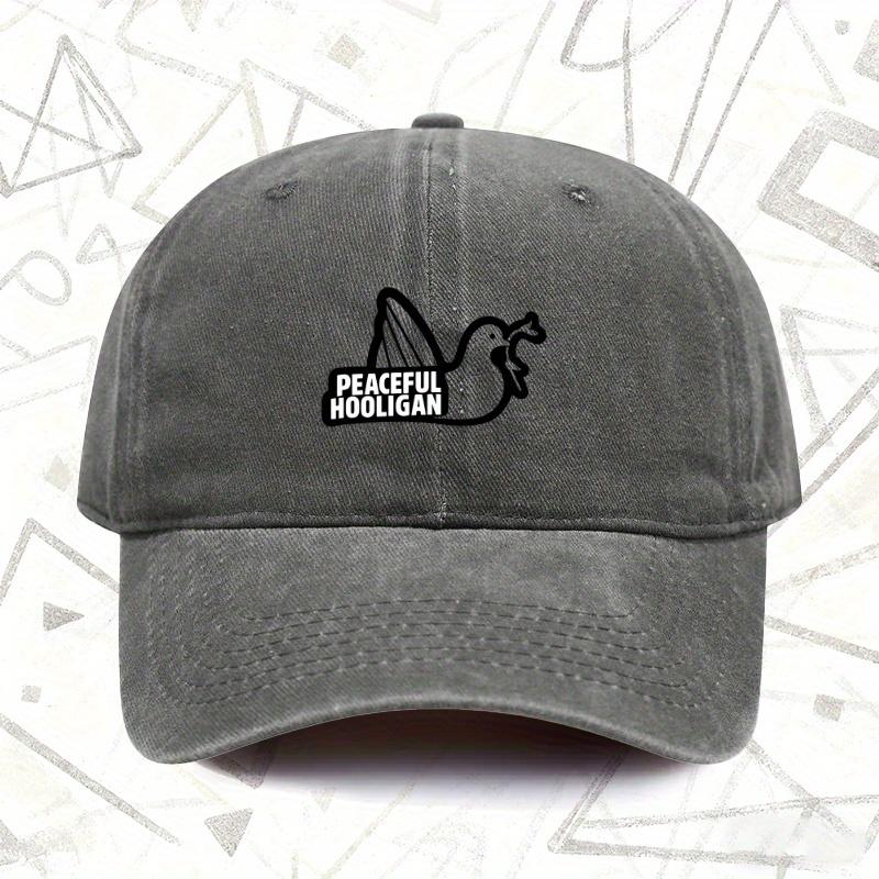 A Vintage Washed Cap Featuring PEACEFUL HOOLIGAN Suitable for Both Men And Women This Solid Baseball Hat Is Perfect for All