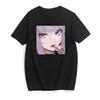 Dark Gothic Short Sleeve T-shirt Cute Cartoon Girl Streetwear Simple Casual Top Retro Loose E-Girl Summer Short Sleeve T-shirt