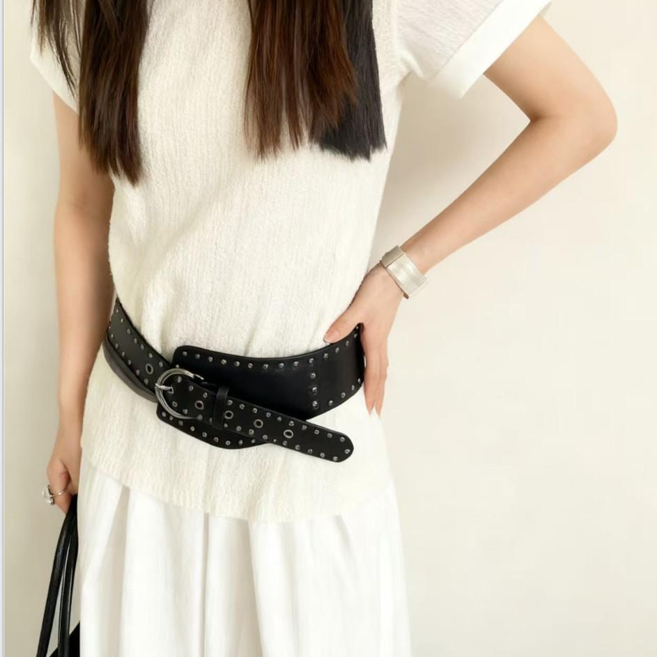 2026 Women's Wide Waist Seal Black Rivet Fashion Belt Dress Coat Decoration Corset Belts for Women Ladies Luxury Designer