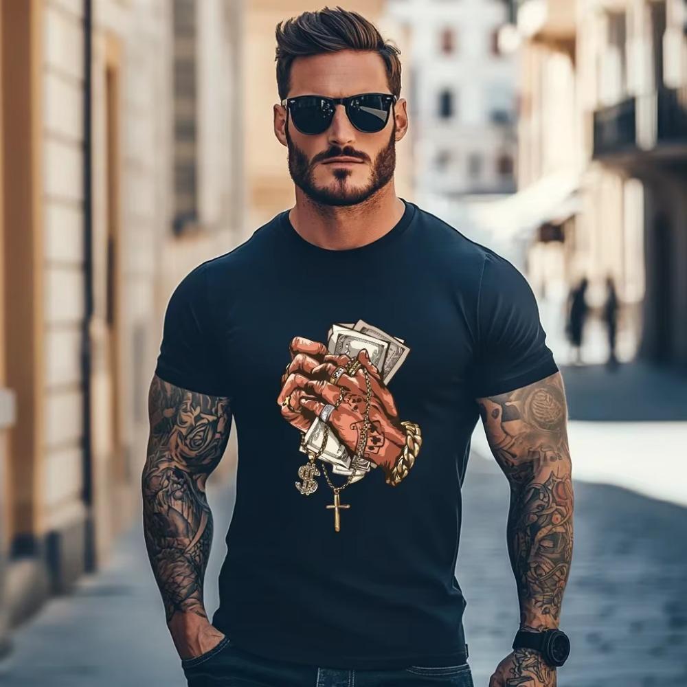 Short Sleeve Men's Sports T-shirt, 3D Printing, Simple Design, Fashion Brand Clothing Casual Suit Summer Top Tees