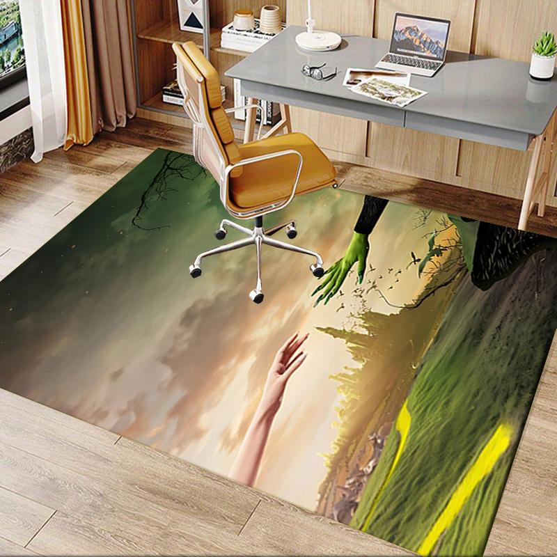 Fantasy, Hands Pattern Polyester Office Carpet Chair Mats, Home Decor Dormitory Floor Protector with