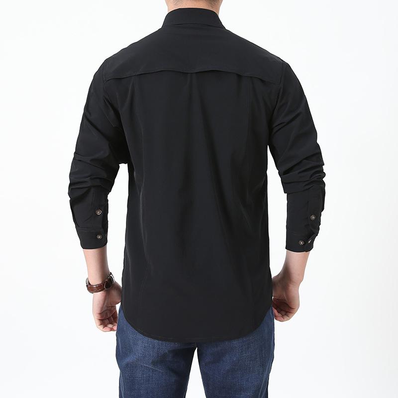 Camisetas de Manga Larga de Secado Rápido Malla Transpirable Camisetas de Pesca para Hombre Senderismo Trabajo Camisas Cargo Talla Grande