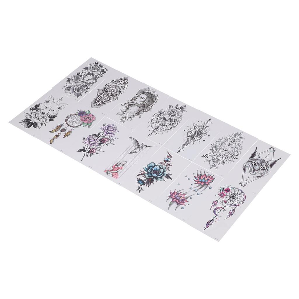 14pcs Temporary Flower Animal Tattoos Paper Waterproof Fake Tattoo Stickers Sets