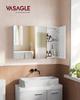 VASAGLE Armadietto a specchio Armadietto da bagno Armadietto portaoggetti con 3 ante Bagno 15 x 90 x 60 cm con ripiani regolabili Moderno Bianco