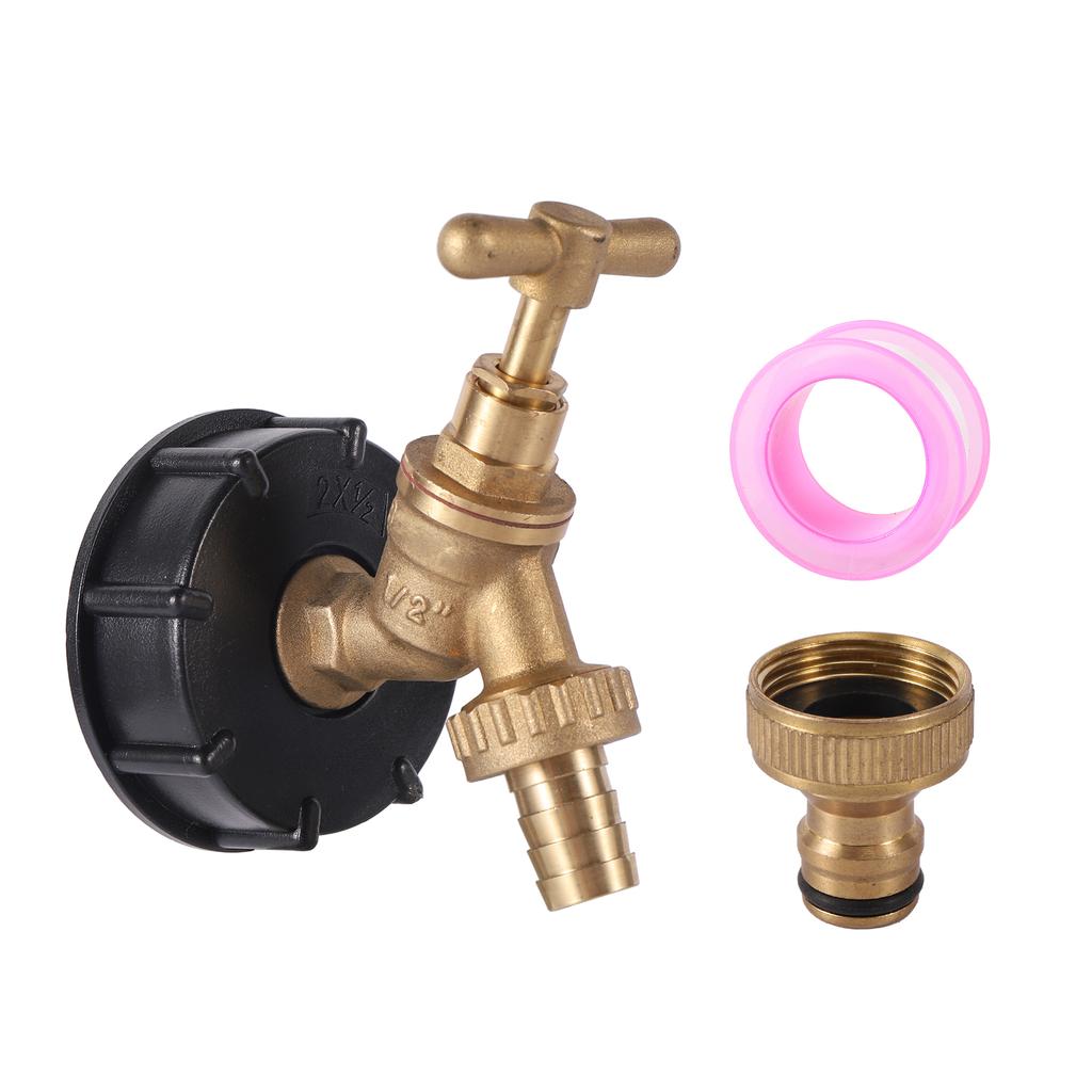 IBC Tank Adapter G1/2" Brass Faucet S60X6 Coarse Thread IBC Tank Fitting Water Tank Discharge Tap Replacement Garden Irrigation