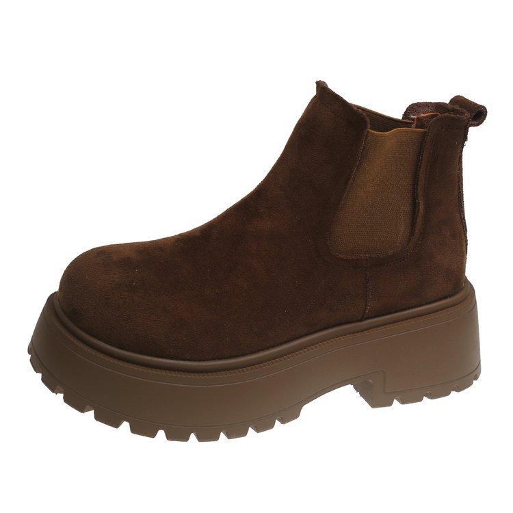 

Маленький мужской увеличивающий рост платформа Boken обувь женская 2025 новый осень и зима интернет-знаменитость взрыв британские большеголовые короткие сапоги сигаретный бум 40 коричневый