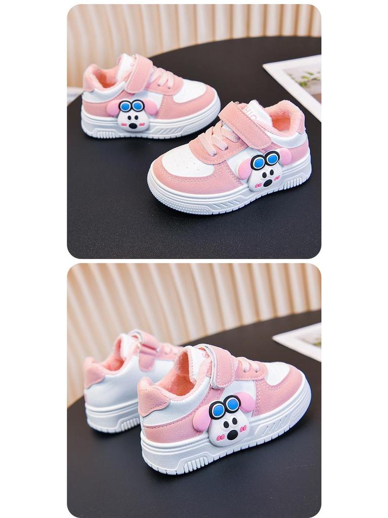 Kids' Low-Top Skate Shoes: Cotton-Padded, Fleece-Lined, Cartoon Design for Toddlers & Young Children