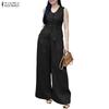 ZANZEA Women Sleeveless Vest Tops and Pants Casual Two Piece Suit Sets