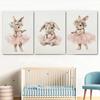 Süßer Ballerina-Hase Ballett Tier Poster und Drucke Leinwanddruck Wandkunst Bild für Mädchenzimmer Kinderzimmer Heimdekoration