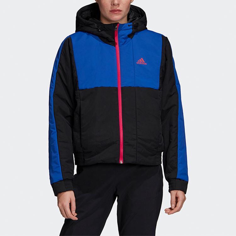 Adidas Women's Hooded Padded Winter Windproof Warm Casual Sports Jacket Black FT2555