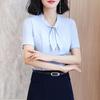 Women's Bowknot Collar Short Sleeve Blouse