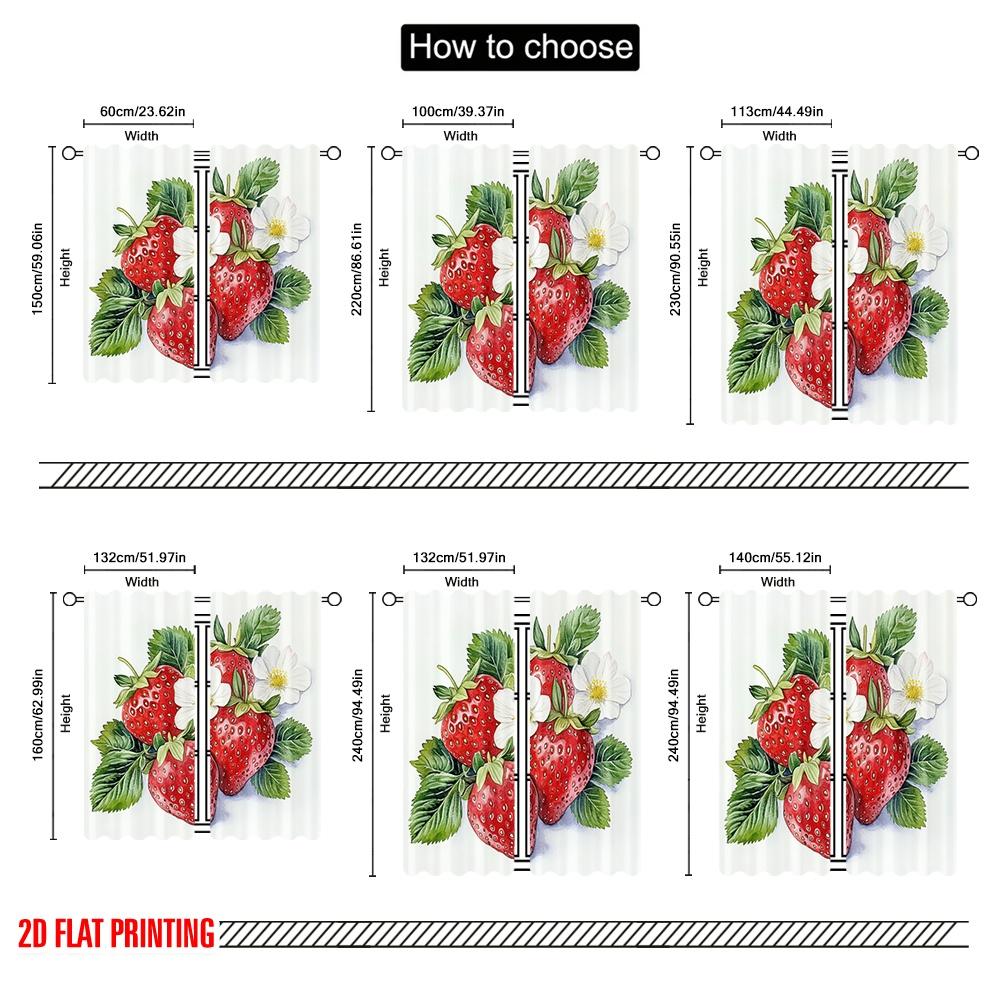 2pcs,2D Plane Printing Light Filtering Curtains Berry Blooms Versatile Durable Polyester (without Rod) Art Deco Festive Use for