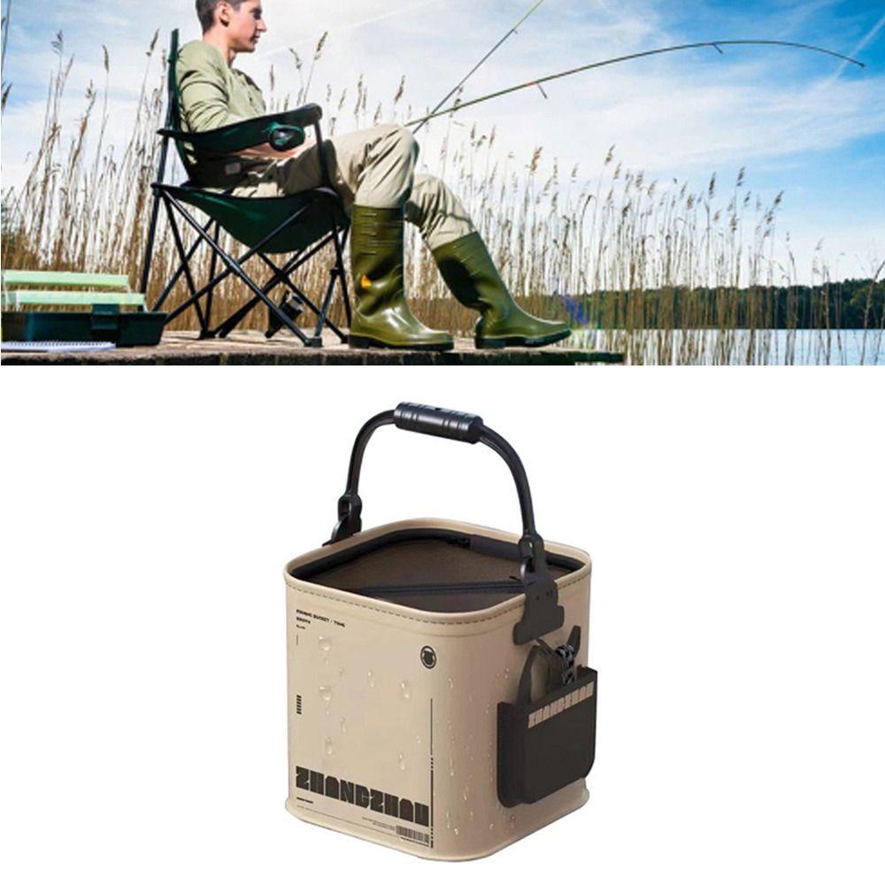 with Mesh Lid Fishing Bucket EVA Fish Containers Portable Fish Bucket  Fishing