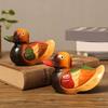 Set of 2 Wooden Mandarin Duck Couple Sculptures Decorative Animal Figurines For Engagement Gift And Table Shelf Display
