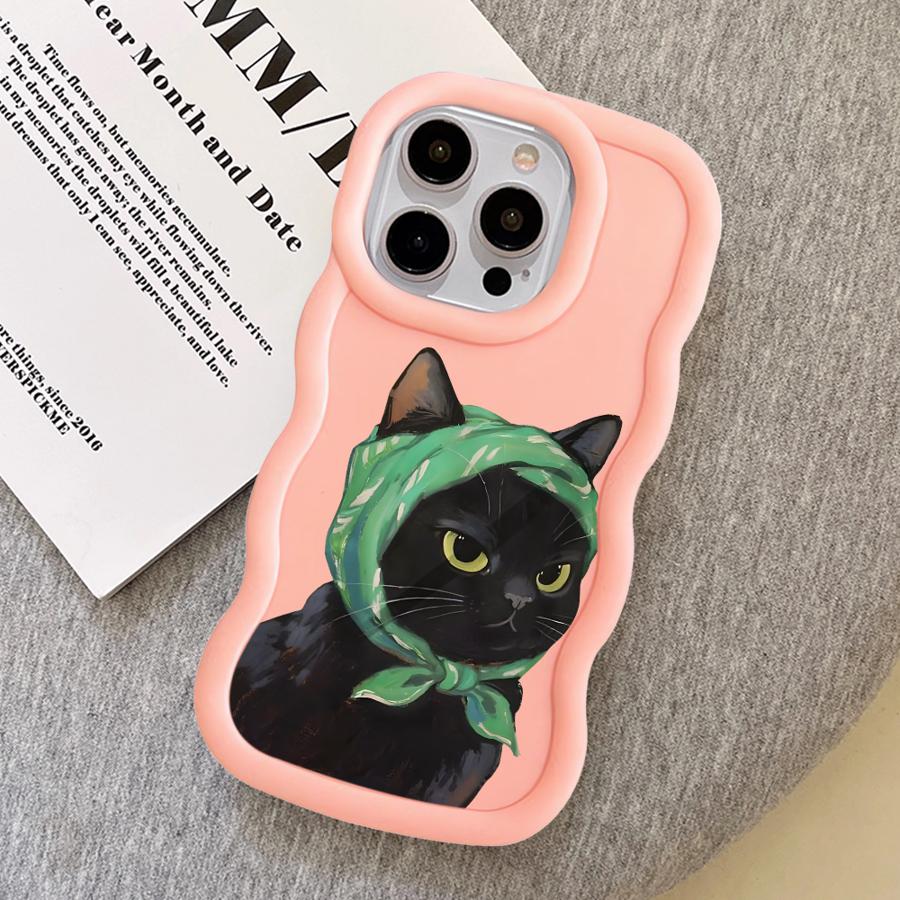 Soft Phone Cover Case for iPhone 16 Pro Max 8 12 13 17 Air 14 15 Plus XR 11 Cartoon Cat