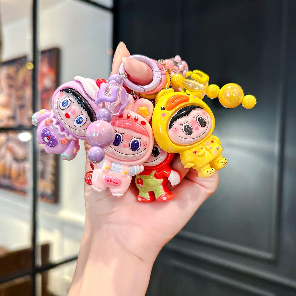 Cute Big Card Drag Rabub Keychain Girl Heart Cartoon Soft Cute Pendant Couple Girlfriend Gift Accessories