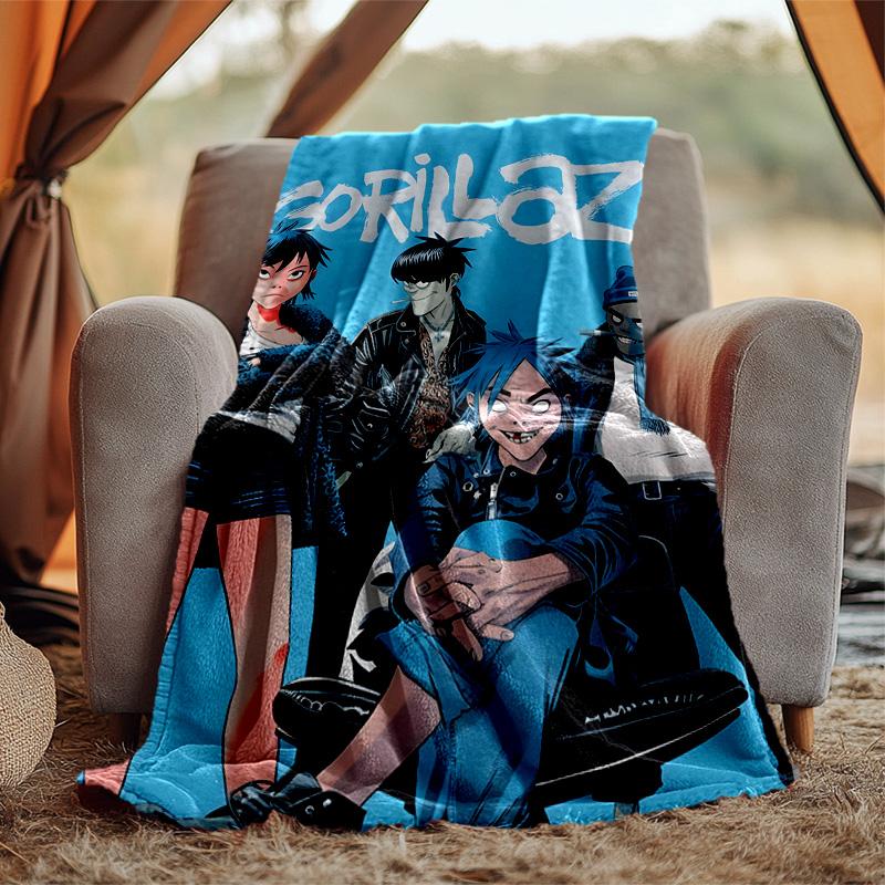 Gorillaz Flannel Blanket Soft Warm All-Season Throw, Design for Camping, Car Travel, Hiking Sofa, Bed, Office Perfect Gift for Parties