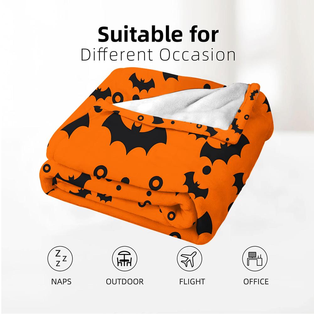 Circle Dot Orange Bat Anime Cartoon Flannel Blanket Soft Warm Throw for Bedroom Sofa Car Kids Holiday Gift