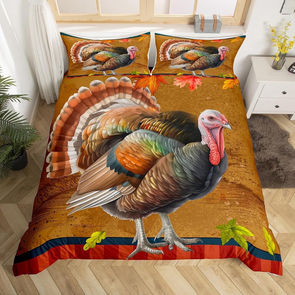 Turkey Duvet Covers for Kids Boys Girls Quilt Covers Queen Lightweight Down Room Decor 2 Pillowcases 1 Duvet Cover No Comforter