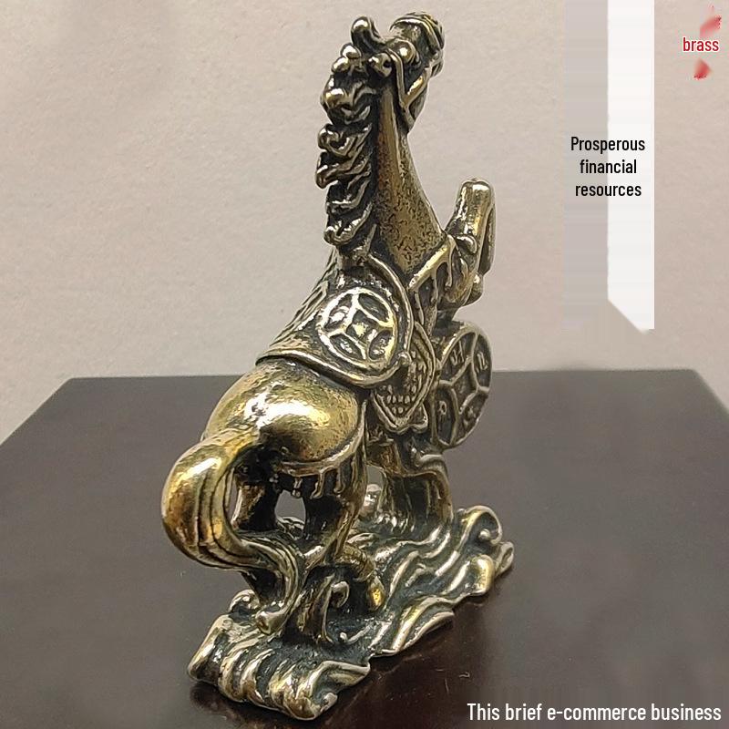 Handmade Brass Chinese Zodiac Horse Figurine: Bring Wealth & Prosperity - Small Home Ornament & Tea Pet Gift