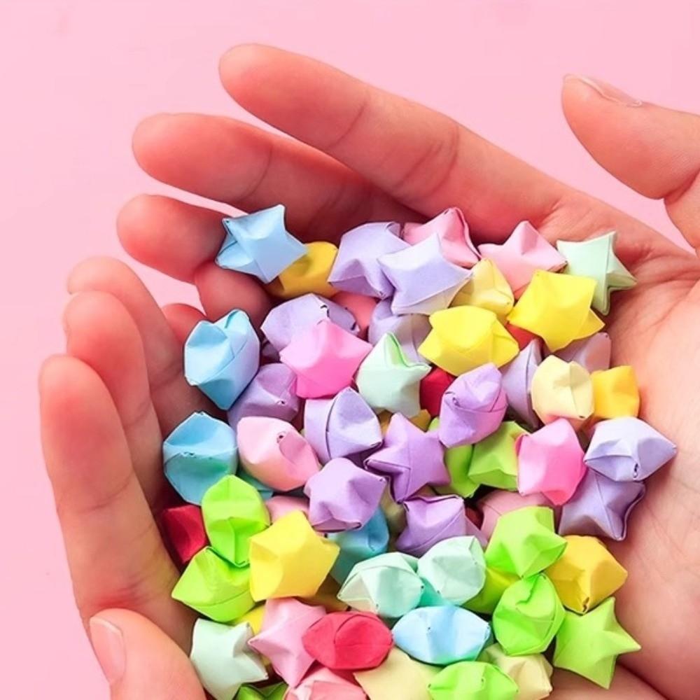 DIY Five Pointed Star Wishing Bottle Kawaii Rainbow Color Origami Stars Paper Strips House Decoracion Decorative