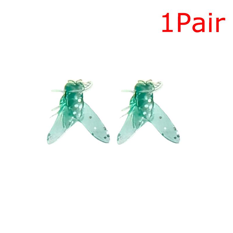 

1Pair Small Fly Creativity Earrings Street Fashion Silicone Punk Simulation Design Minimalist Unique Cool синій
