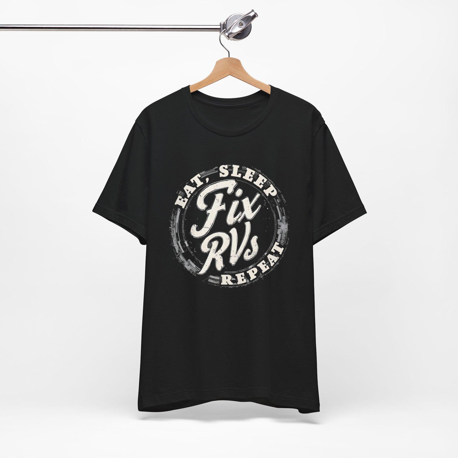 Eat Sleep Fix RVs Unisex Tee Shirt, Funny RV Mechanic, Mobile RV Technician, Camper, Motorhome, Travel Trailer, Recreational Vehicle L