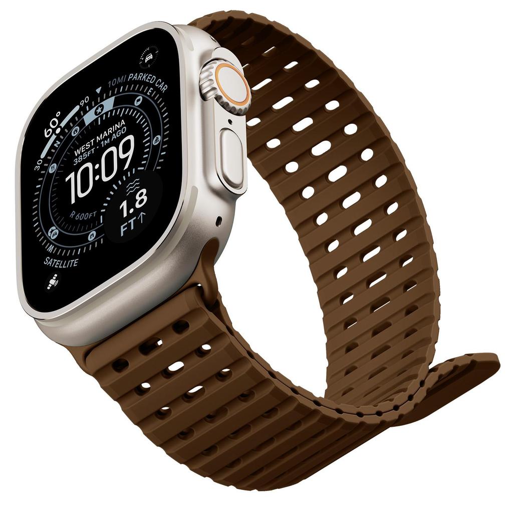 Magnetic Silicone Sport Band for Apple Watch Ultra 49mm 44/45/46mm Fish Scale Breathable Waterproof Replacement Strap Men Women