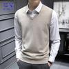 Romon Men's V-Neck Knit Vest Sweater